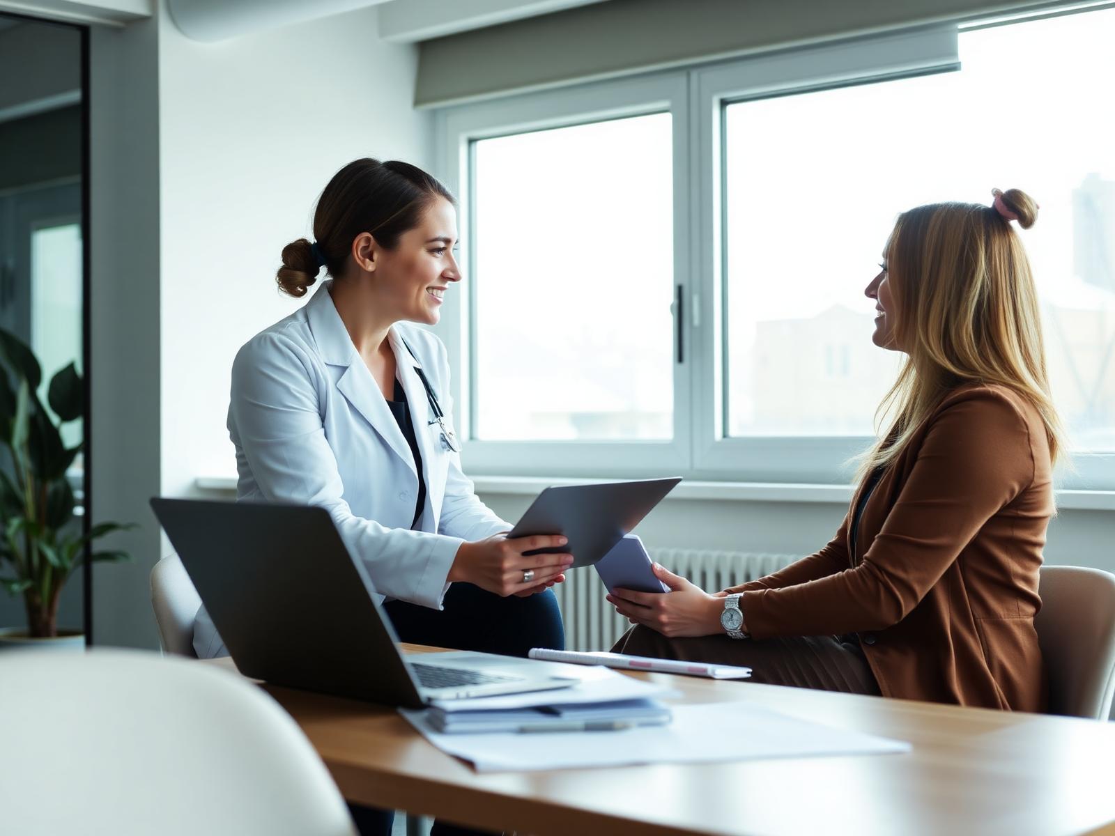 Consultora MP orientando uma cliente